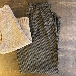 Vintage Straight Leg Black and Tan Checkered Pants